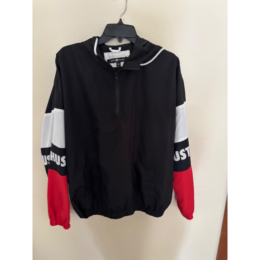 Belle Tweed Hustle Colorblock Windbreaker Jacket Black Red White Mens L A1162